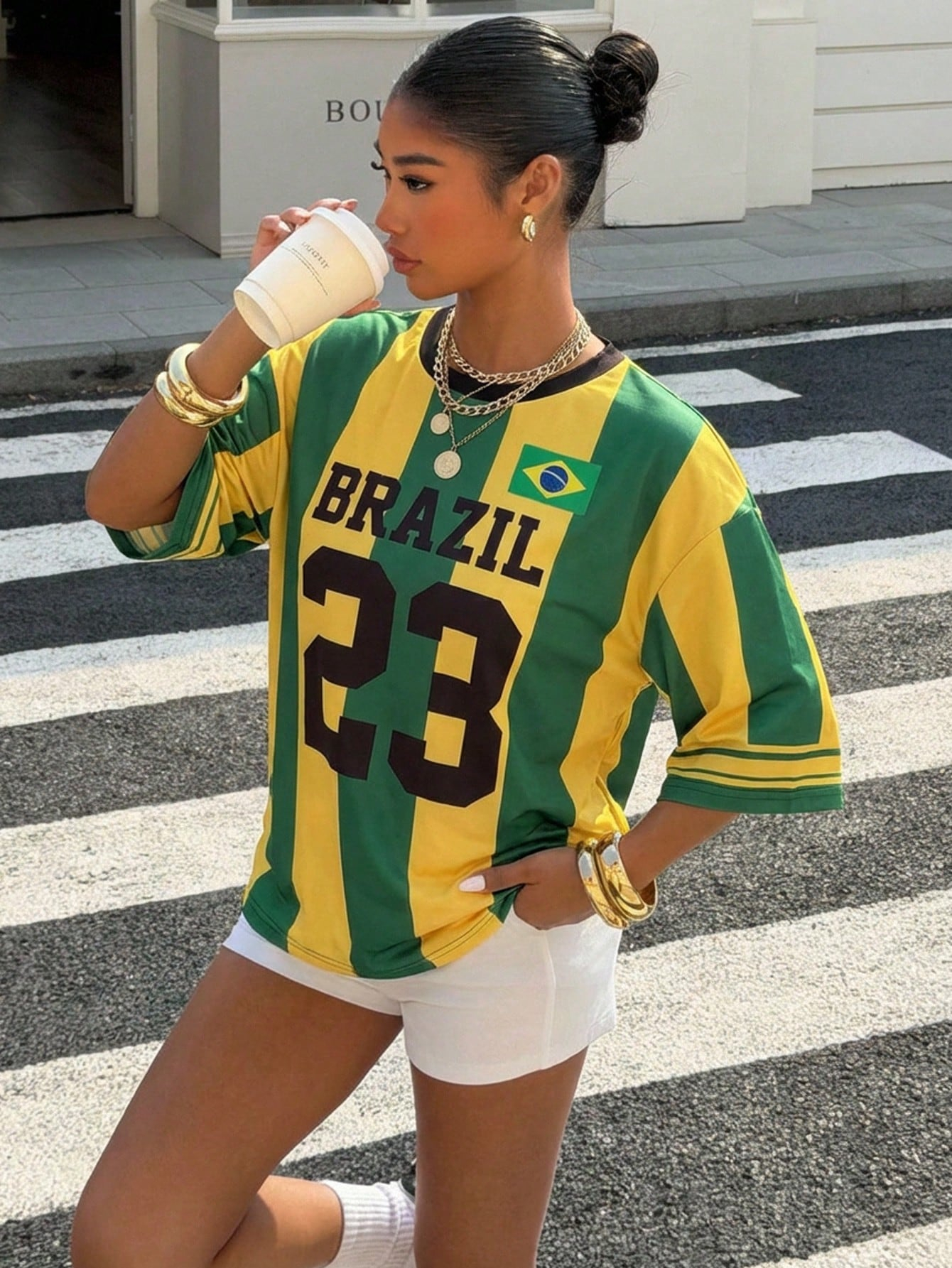 Yellow Summer Clothing - Women Brazil Inspired Green Yellow Striped