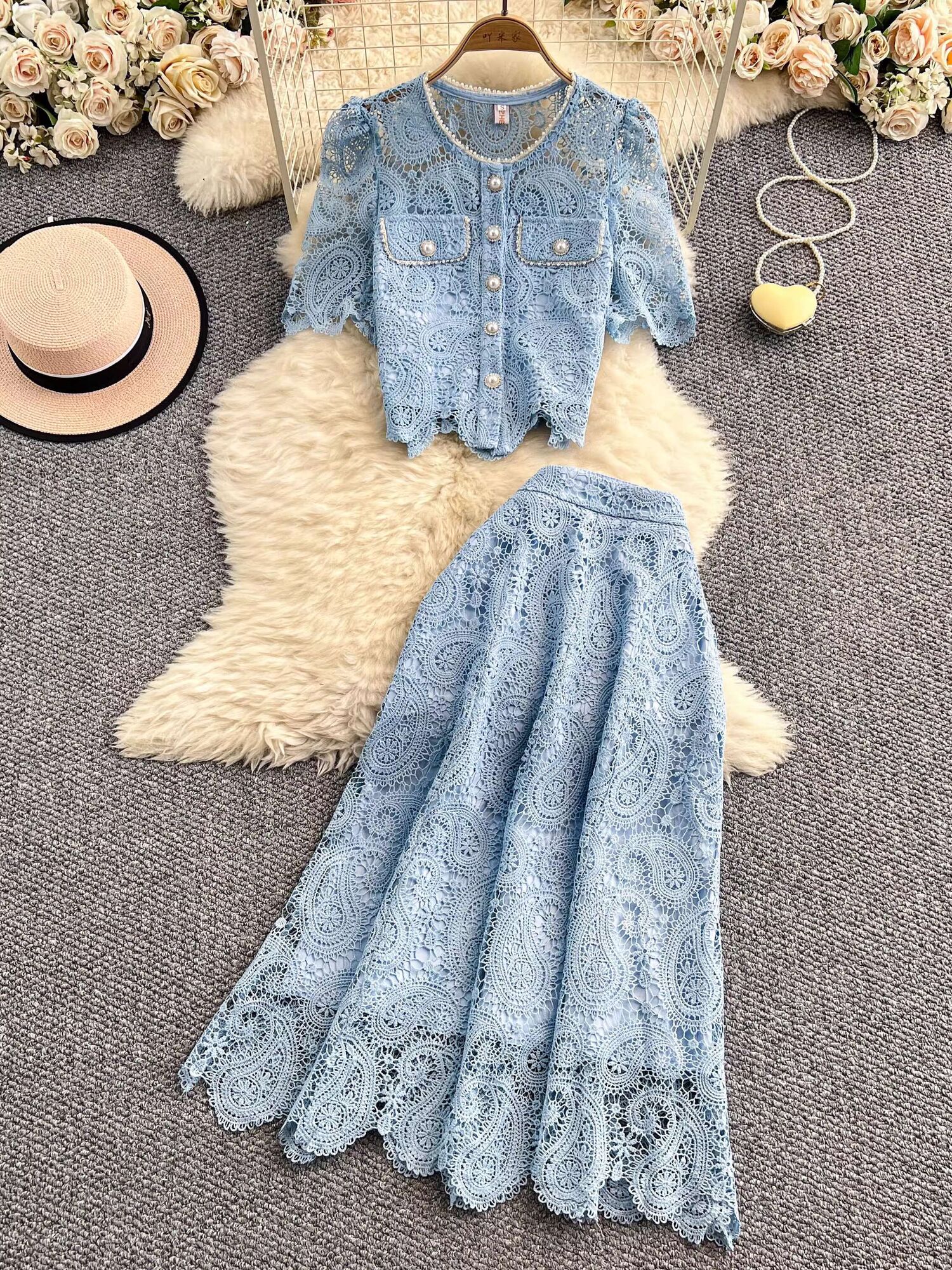 Summer Clothing Women Sale - Elegant Pearl Long Dress Suits Women