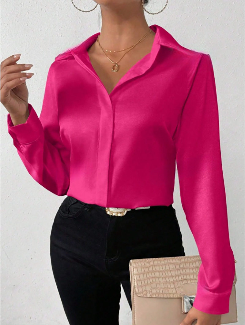 Quality Summer Clothing For Women - Women's Long Sleeve Silk-like Shirt European