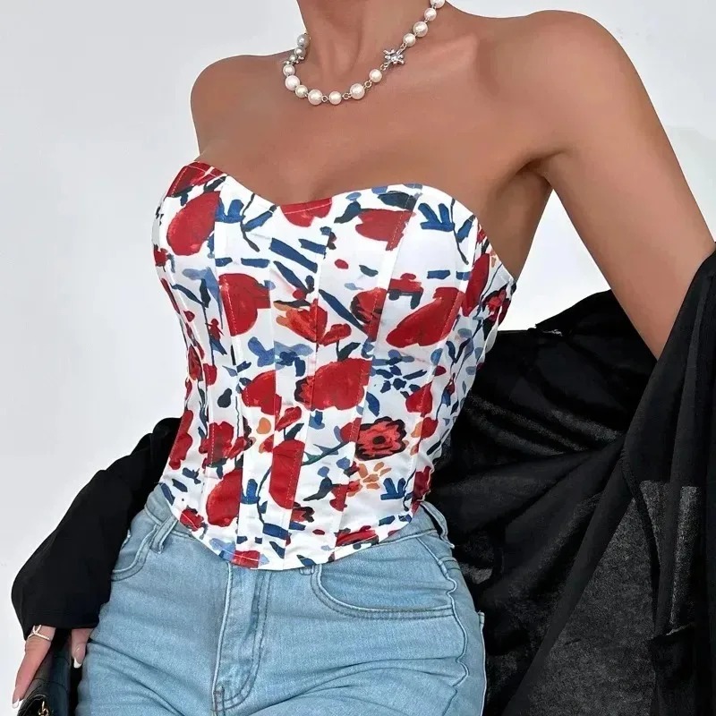 Summer Rose Clothing - Summer Y2K Red Rose Sleeveless Embroidery