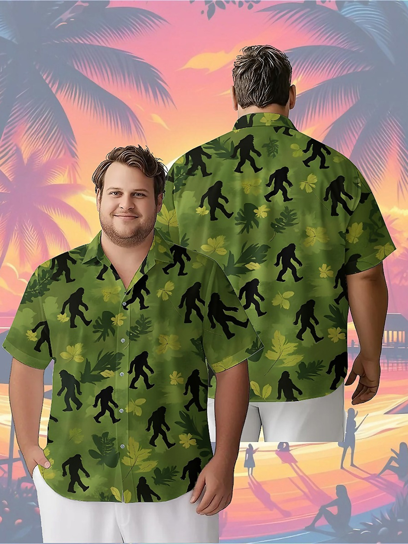 Summer Clothing Plus Size - Men's Plus Size Hawaiian Shirts Sasquatch