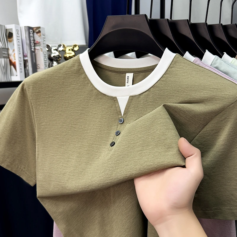 Summer Clothing Types - Mens Short Sleeve Henley Neck T