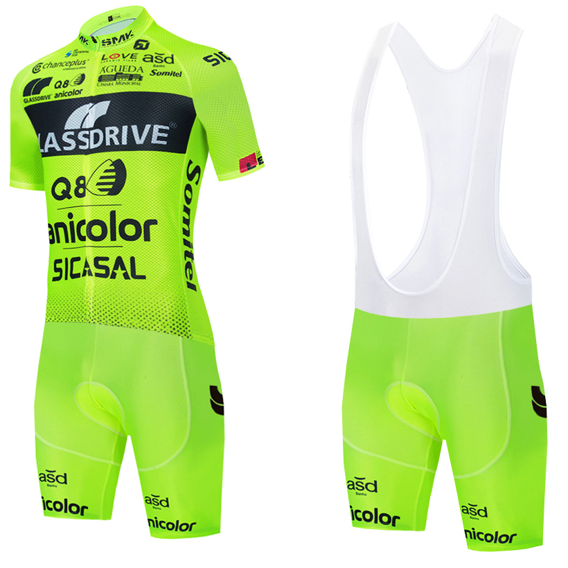 Yellow Summer Clothing - Fluor Yellow Cycling Jersey GLASSDRIVE Team