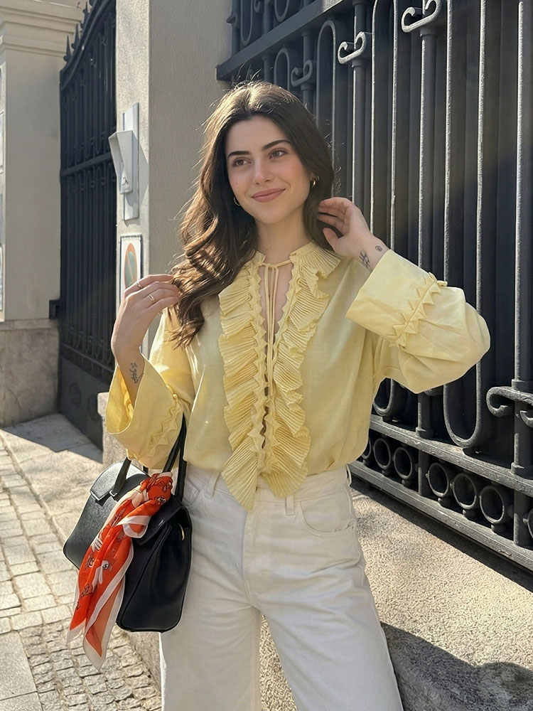 Yellow Summer Clothing - HH Women Yellow Long Sleeve Blouse
