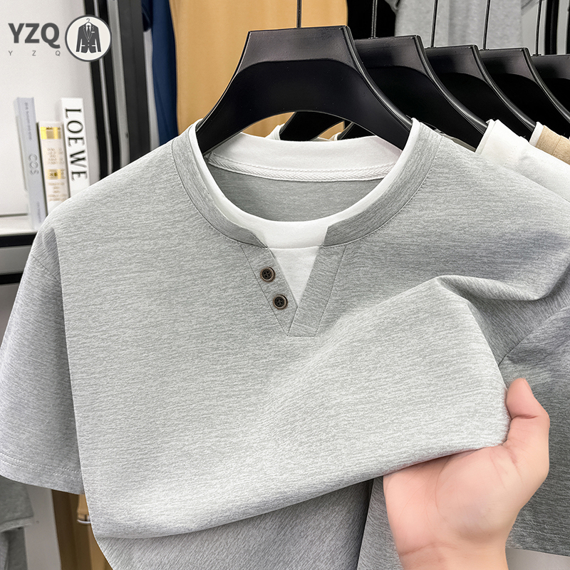 Summer Clothing Types - Mens Short Sleeve T Shirt Henley