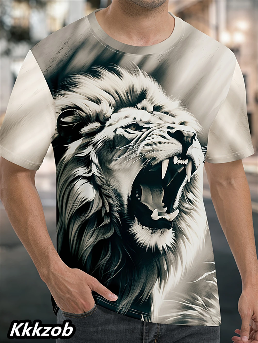 Men's Lion Print Short Sleeve  - огляд і ціна Summer Clothing Essentials Men