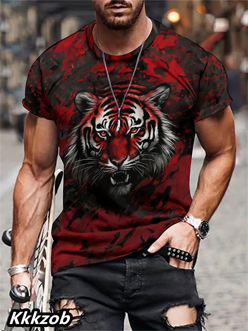 Men's Lion Print Short Sleeve  - огляд і ціна Summer Clothing Essentials Men