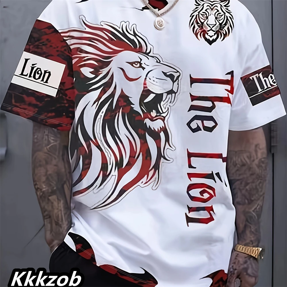 Men's Lion Print Short Sleeve  - огляд і ціна Summer Clothing Essentials Men