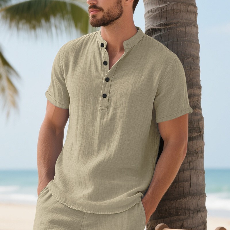 Men Shirt Mens Linen Loose Fit - огляд і ціна Summer Clothing Men Linen