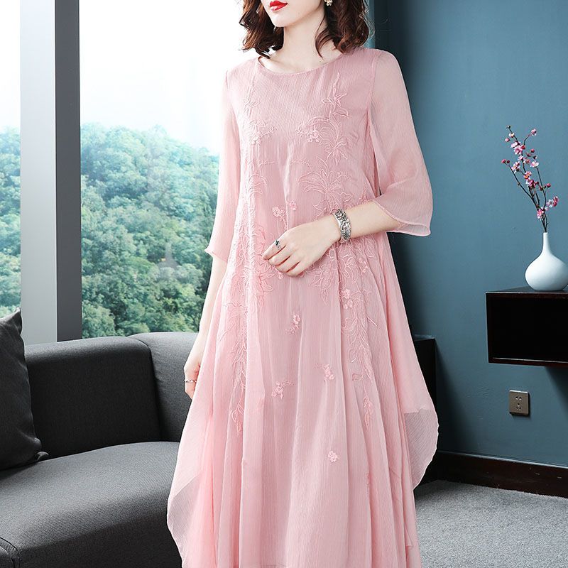 Elegant O-Neck Spliced Gauze E - огляд і ціна Summer Gauze Clothing