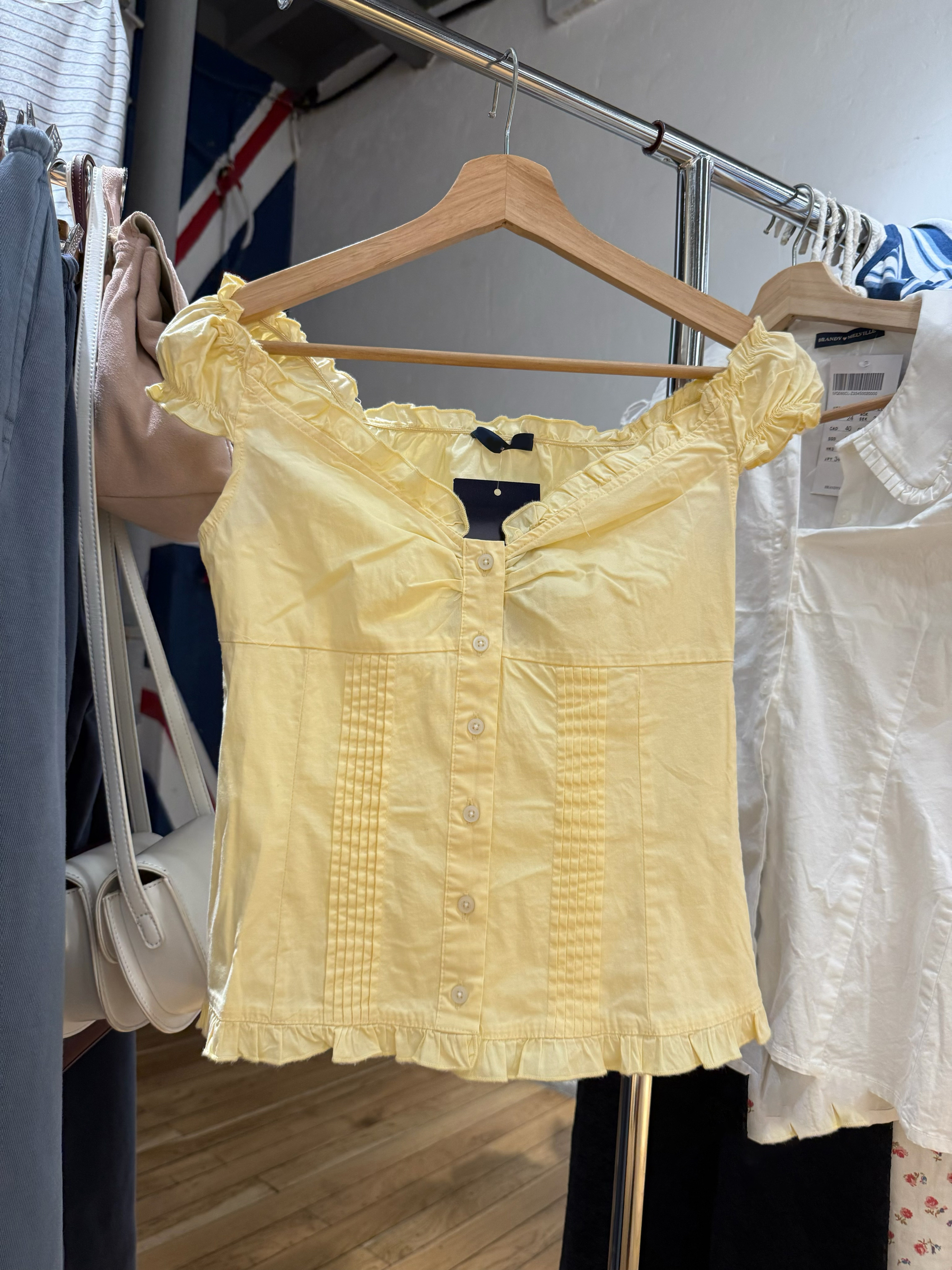 Yellow Slim Pleated Blouse T-s - огляд і ціна Yellow Summer Clothing