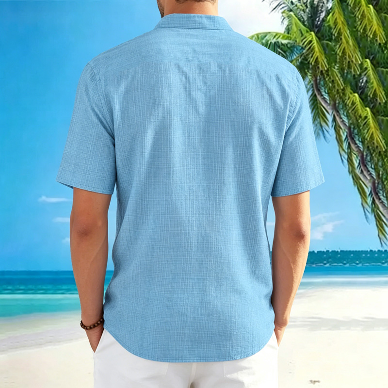 New men's standing collar shor - огляд і ціна Summer Clothing Men Linen