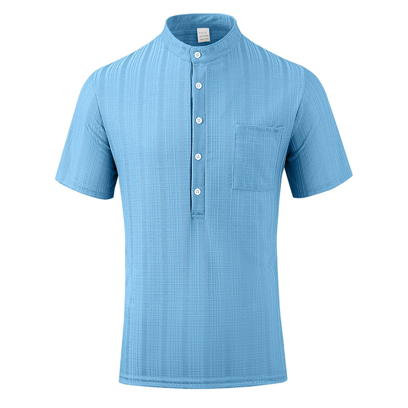 New men's standing collar shor - огляд і ціна Summer Clothing Men Linen
