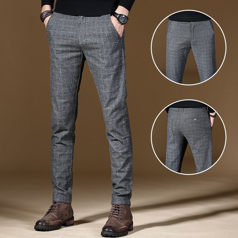 Male Suit Trousers Gray Plaid  - огляд і ціна Summer Clothing Cheap