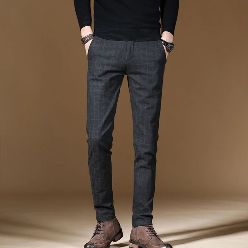 Male Suit Trousers Gray Plaid  - огляд і ціна Summer Clothing Cheap