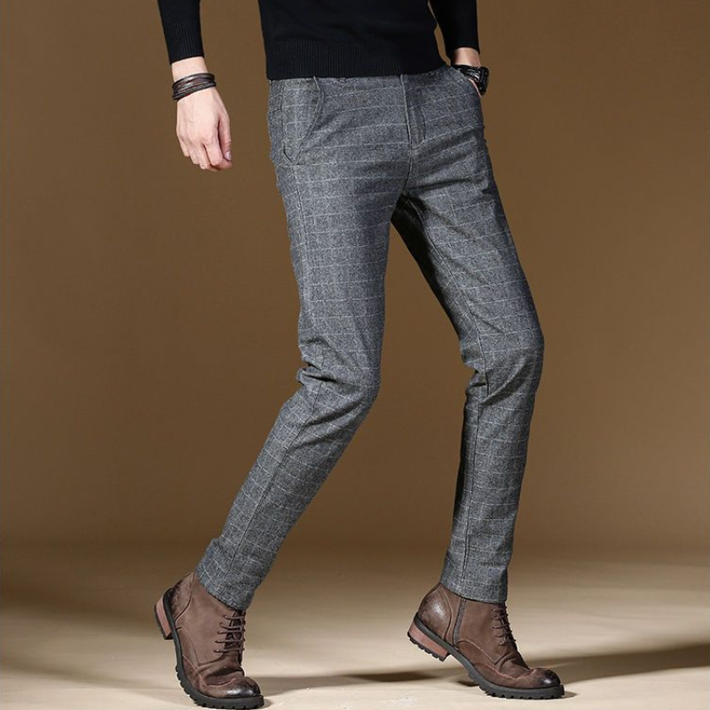 Male Suit Trousers Gray Plaid  - огляд і ціна Summer Clothing Cheap