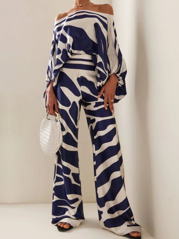 Women's Printed Satin 2-piece  - огляд і ціна Off Shoulder Blouse