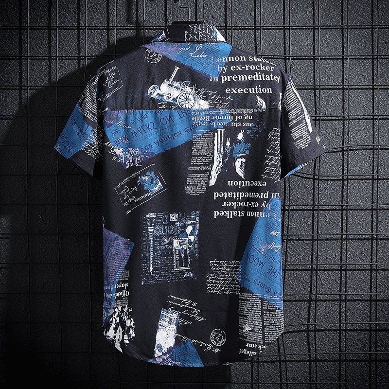 Newspaper Printed Shirt,Korean - огляд і ціна Summer Clothing Essentials Men