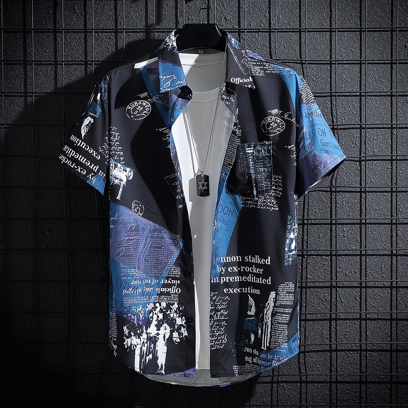 Newspaper Printed Shirt,Korean - огляд і ціна Summer Clothing Essentials Men