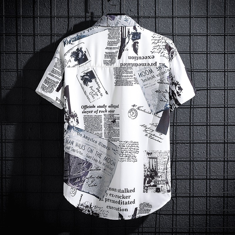 Newspaper Printed Shirt,Korean - огляд і ціна Summer Clothing Essentials Men