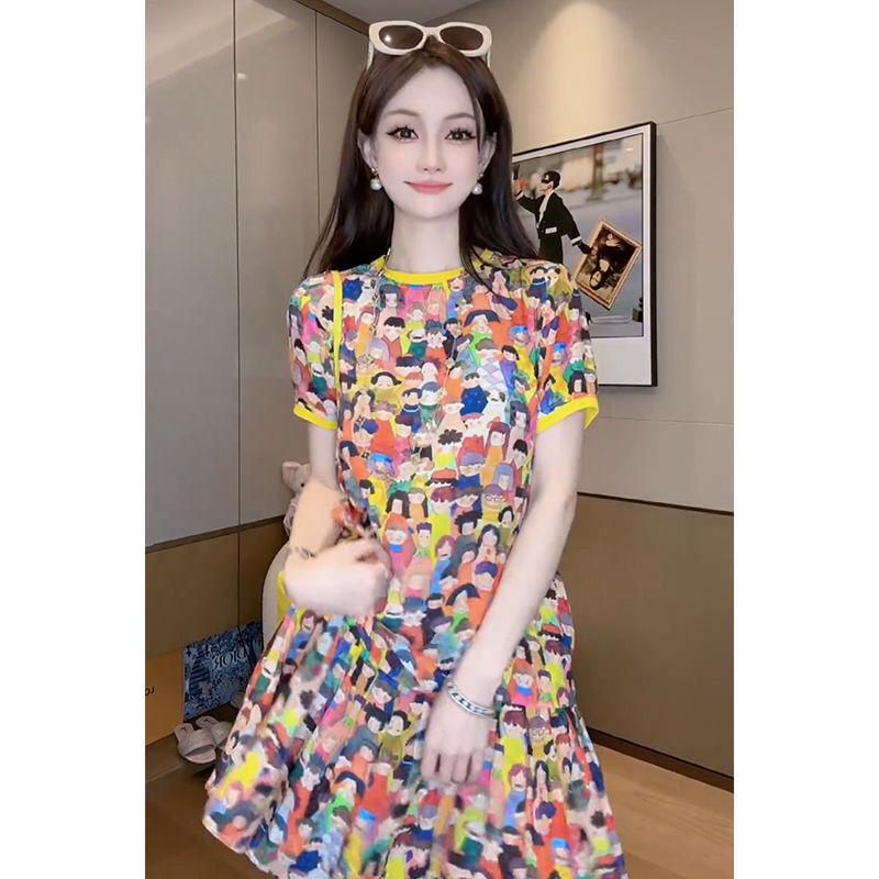 Fashion O-Neck Spliced Printed - огляд і ціна Summer Clothing Young Women