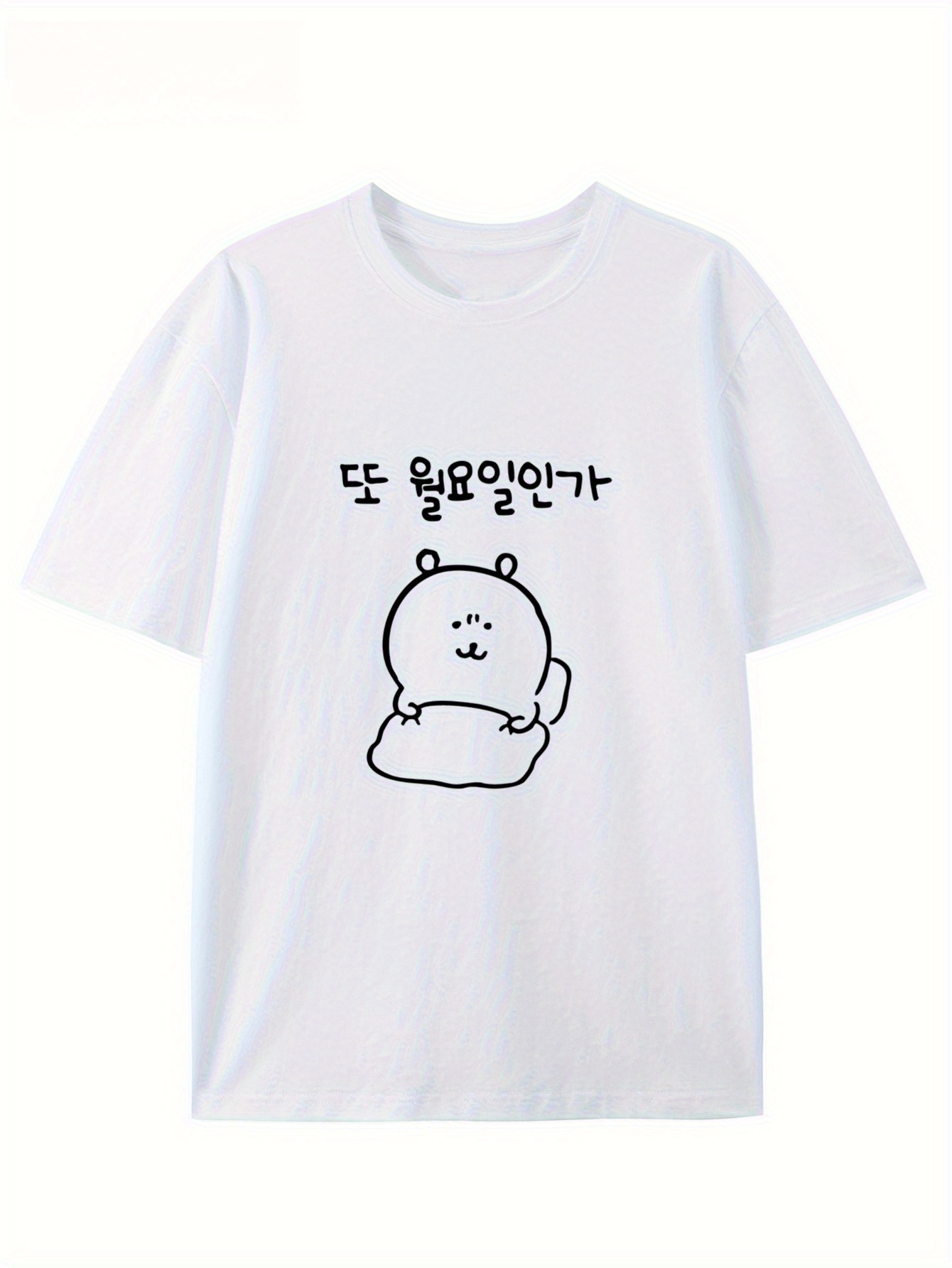 Cute Cartoon Print Round Neck  - огляд і ціна Summer Clothing Cheap
