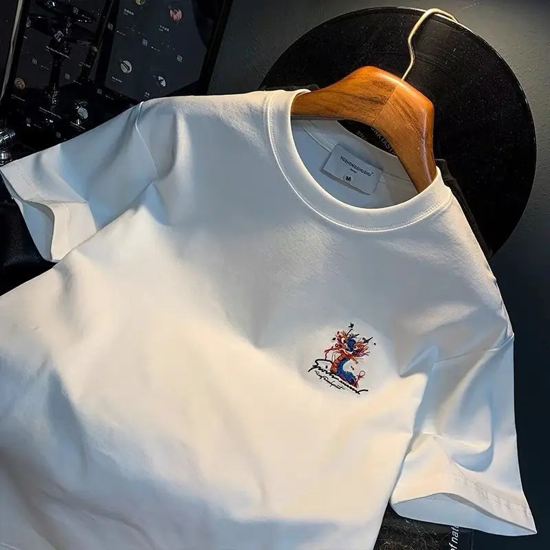 100℅ Cotton T Shirt for Men Wh - огляд і ціна Summer Clothing Cheap