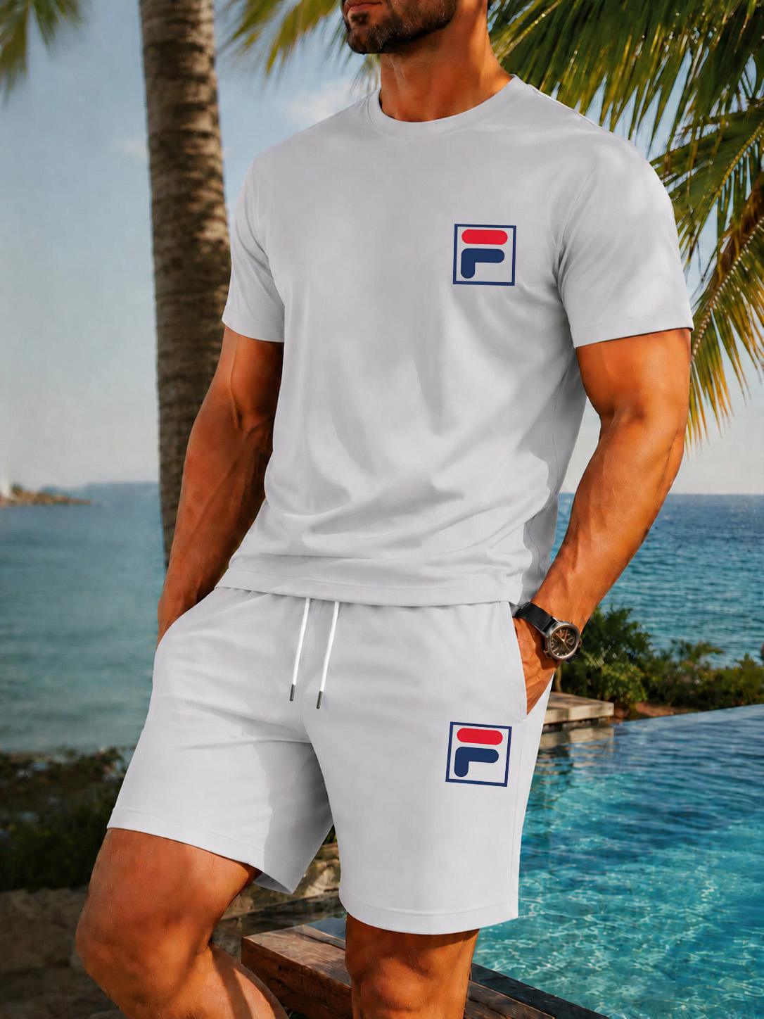 Men's Printed Two-piece Set, C - огляд і ціна Summer Clothing Haul