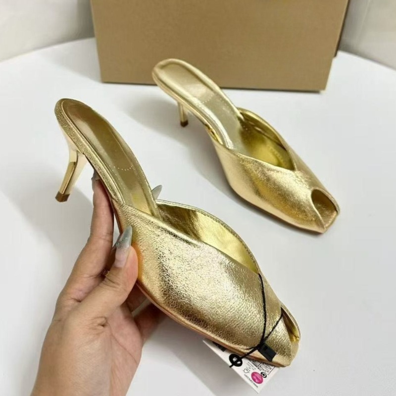 Shiny Gold Women Mules Shoes S - огляд і ціна Summer Clothing Ladies