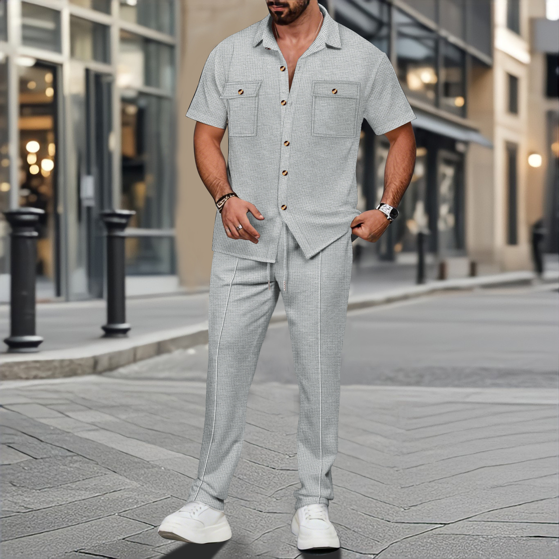 Men Summer Solid Color Lapel B - огляд і ціна Summer Clothing Haul