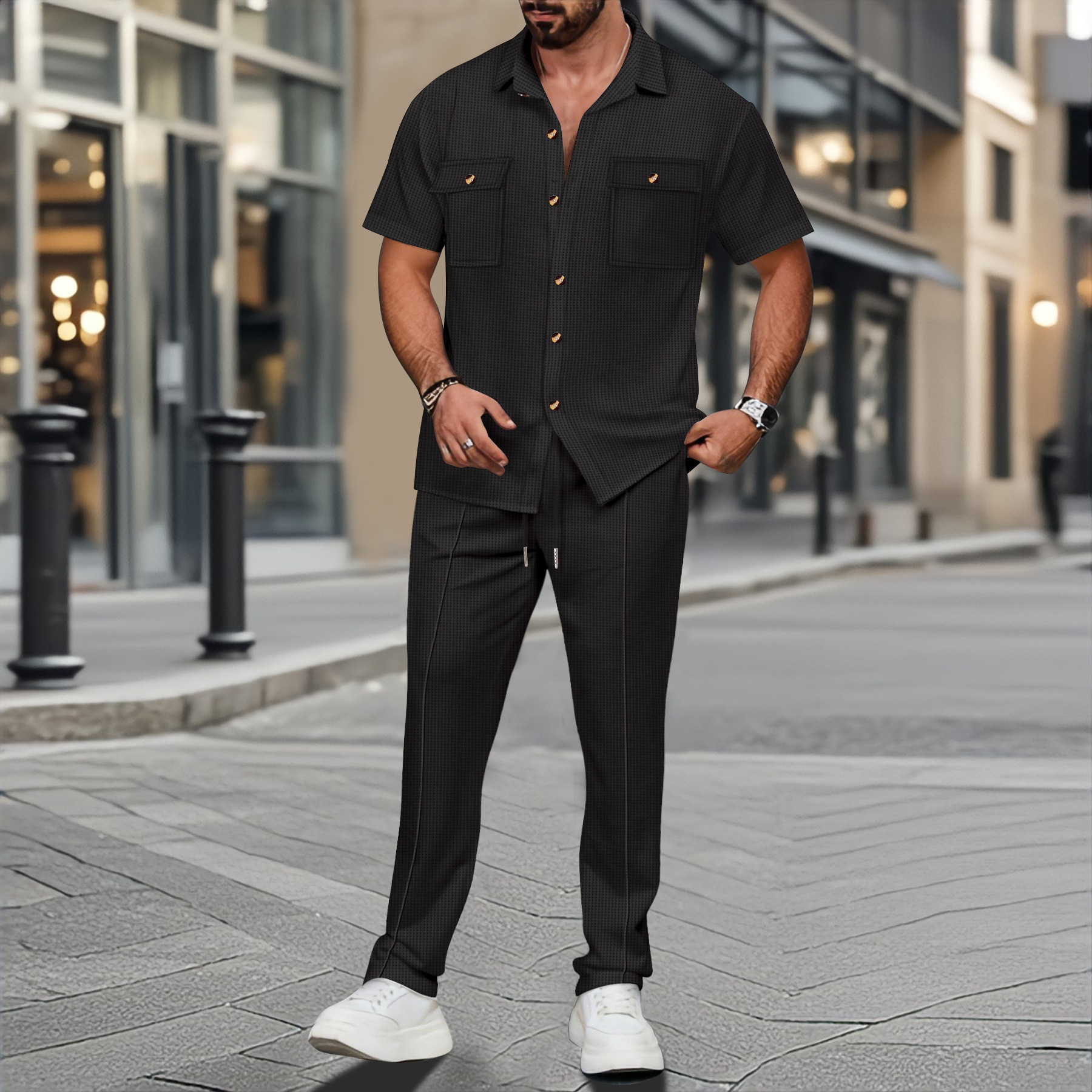 Men Summer Solid Color Lapel B - огляд і ціна Summer Clothing Haul