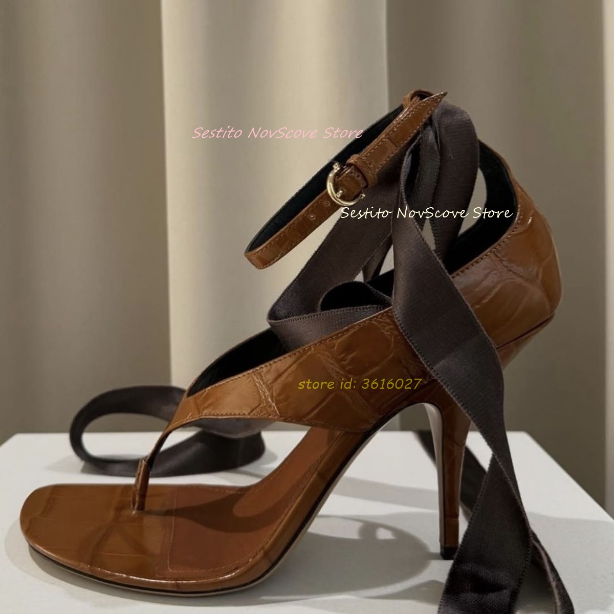 Brown Open Toe Lace Up Sandals - огляд і ціна Summer Clothing Ladies